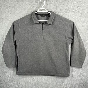 Eddie Bauer 1/4 Zip Pullover Sweater Fleece Gray Size Large Outdoor Hiking‎